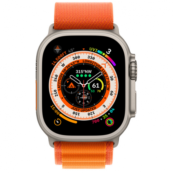 Apple Watch Ultra 49 mm Titanium Case with Orange Alpine Loop