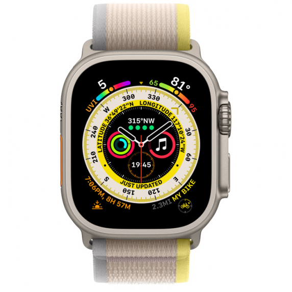 Apple Watch Ultra 49 mm Titanium Case with Yellow/Beige Trail Loop