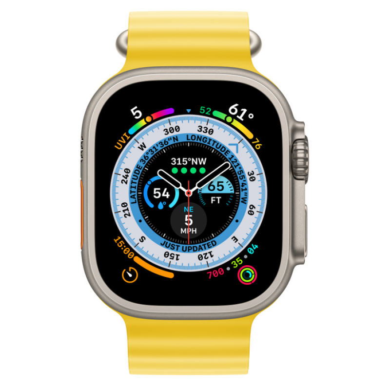 Apple Watch Ultra 49 mm Titanium Case with Yellow Ocean Band