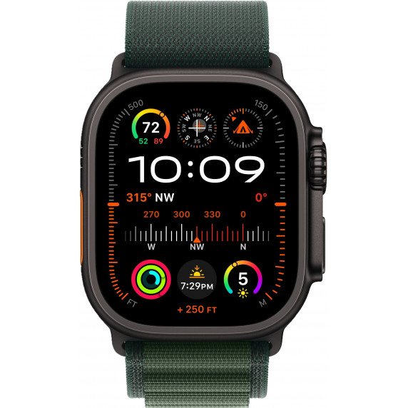 Apple Watch Ultra 2 49mm Alpine Loop Dark Green / Black Titanium Case